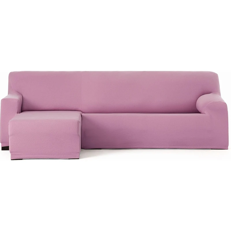 ECOMMERC3 Chaise longue Cover | Short Left Arm Bi-Elastic Breathable Sofa Cover – Pink Chaise Lounge Cover with Elastic Straps and Foams, Wear Protection