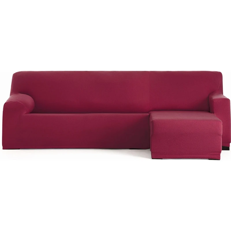 ECOMMERC3 Chaise longue Cover Short Right Arm Bi-Elastic Breathable – Bordeaux Chaise Lounge Sofa Cover with Elastic and Foam Adjustment, Wear Protection