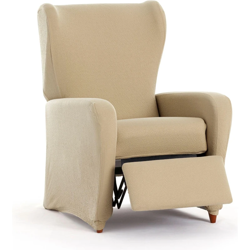 ECOMMERC3 | 4-Piece Bi-Elastic Relax Armchair Cover, Full Protection Against Wear – Breathable and Easy to Install Beige Armchair Cover, Upholstered Appearance