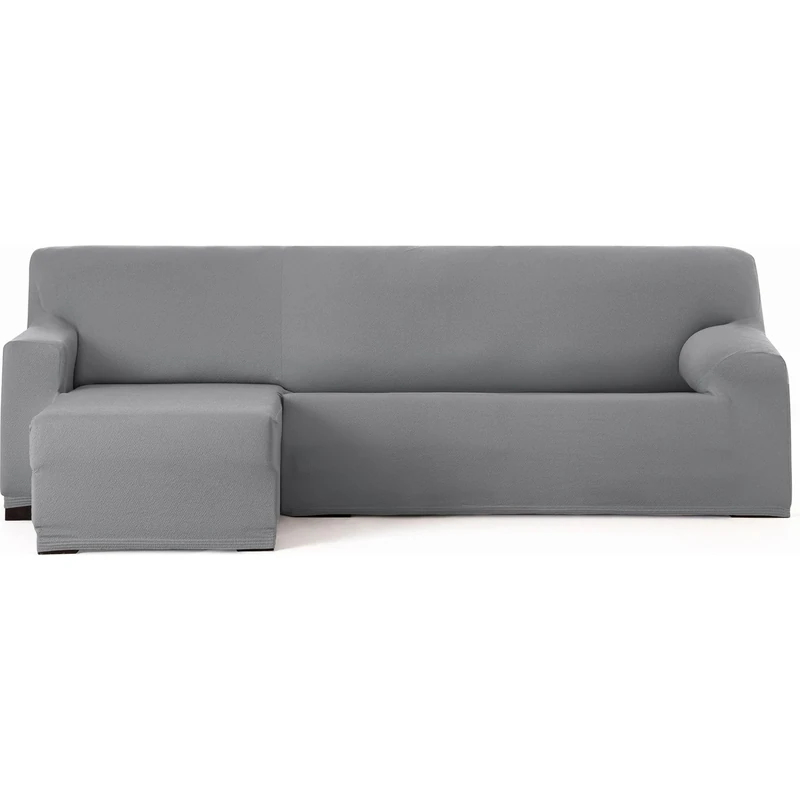 ECOMMERC3 Chaise longue Cover | Short Left Arm Bi-Elastic Breathable Sofa Cover – Grey Chaise Lounge Cover with Elastic and Foam Adjustment, Wear Protection