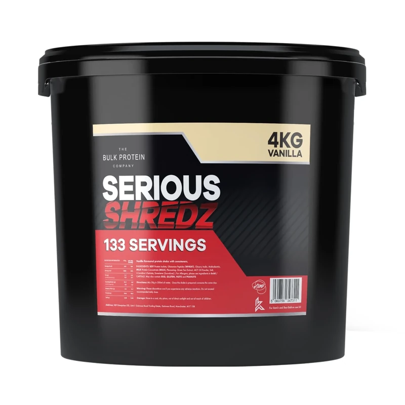 SERIOUS SHREDZ, 4kg (133 Servings) – Diet Whey Protein Powder – Contains L-Carnitine L-Tartrate and Green Tea Extract – Lean Muscle Growth, Meal Replacement Shakes for Weight Loss – Vanilla