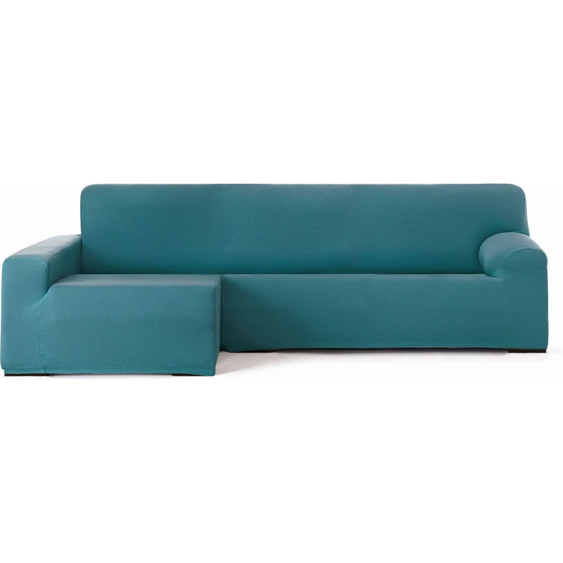 ECOMMERC3 | Chaise longue sofa cover with long arm left arm bi-elastic breathable – chaise longue sofa cover in green colour with elastic straps and foams