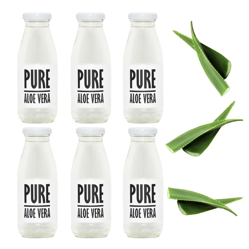 PRESSUICE Fresh Aloe Vera Juice not from concentrate - 6 bottles pack x 250 ml Vege Juices NFC - Pressed Semi Sweet Drink - No added Sugar - Natural Press - For drinks lemonades cocktails
