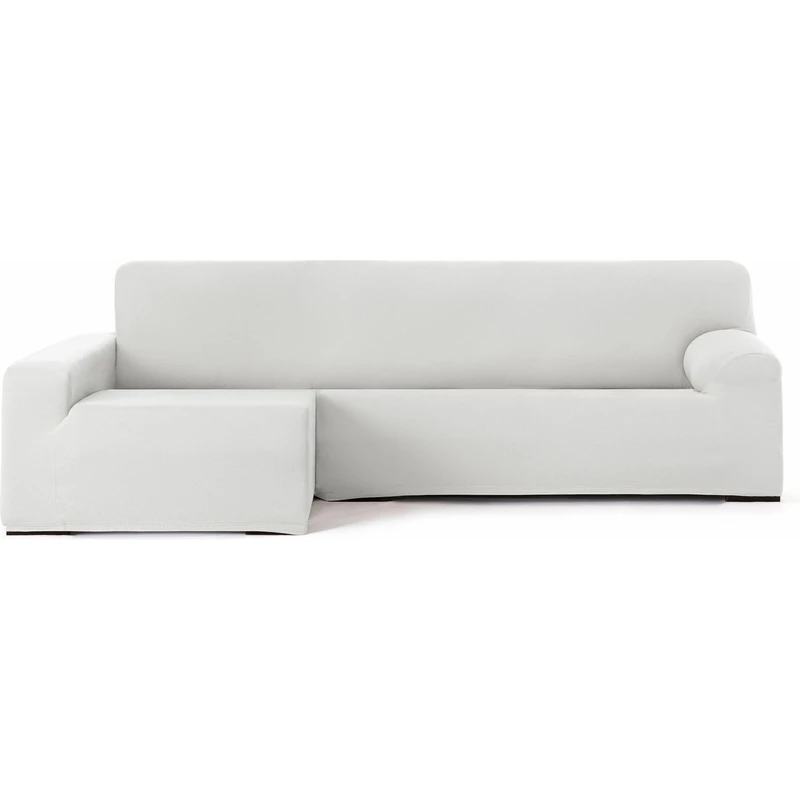 ECOMMERC3 | Chaise longue cover with long arm left arm bi-elastic breathable – chaise longue sofa cover, white, fit rubber and foam fastening, wear protection - Image 1