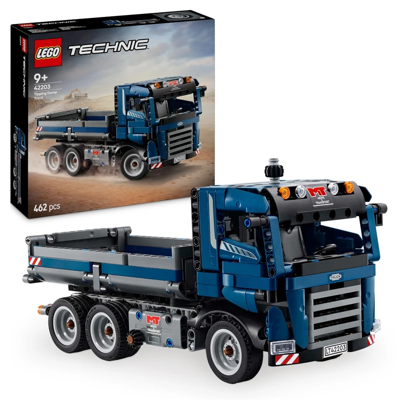 LEGO Technic Tipping Dump Truck Toy with Steering & Moving Dump Box - Construction Vehicle Set for 9+ Years Old Boys & Girls - Fun Birthday Idea - 42203