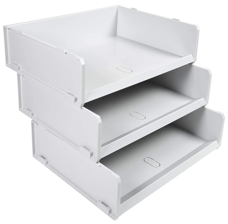 Exacompta - Ref 13040D - Set of 6 MULTITRI baskets large format - for envelopes, forms or catalogues - dimensions 30x38x10cm - light grey colour - Image 1