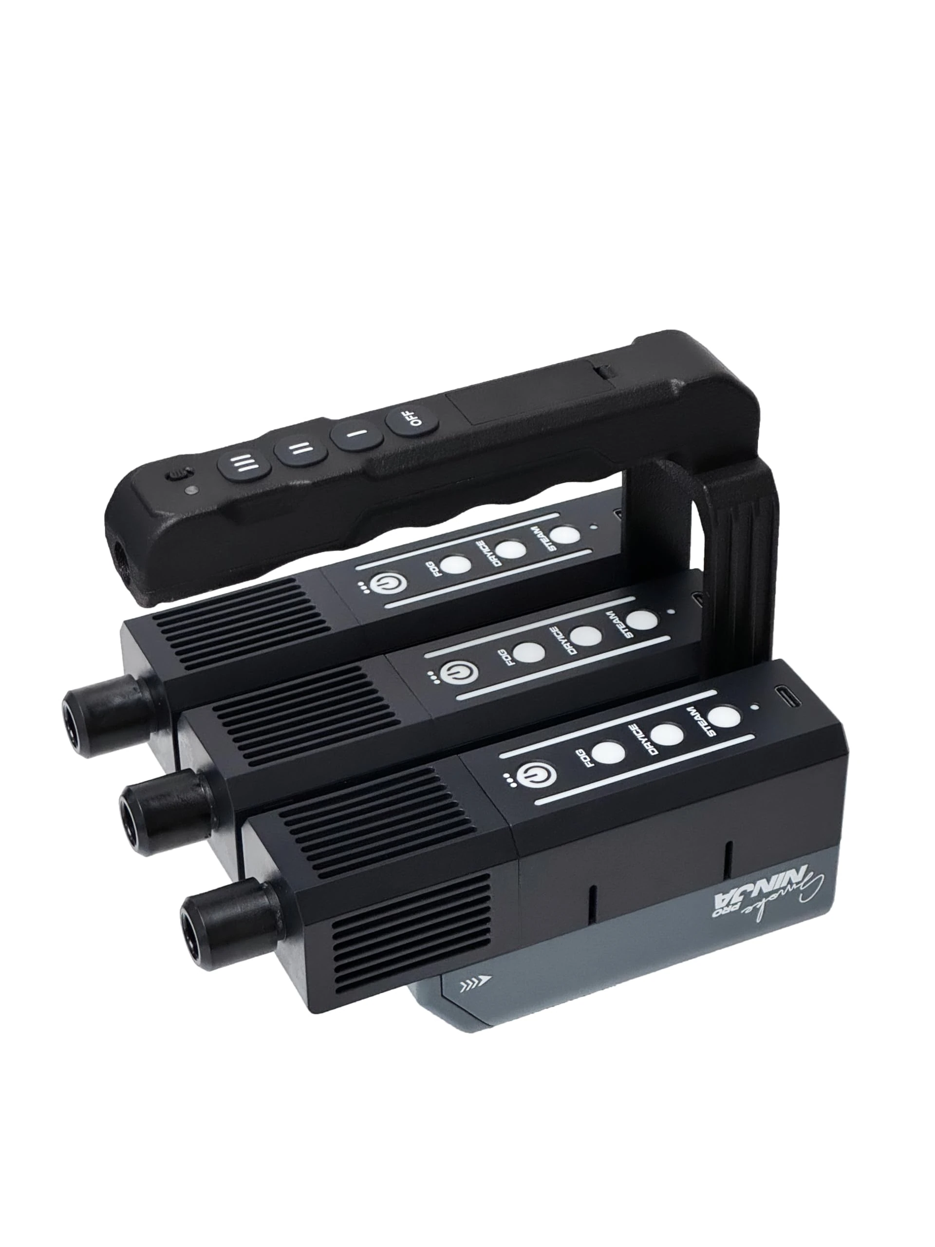 SmokeNINJA PRO Trident Kit – Handheld Fog, Steam and Dry Ice with 3 Bluetooth-Connected Haze Nozzles and 3 SmokeNINJA Devices. USB-C Control via Relay, Programmable and Extended Burst Time