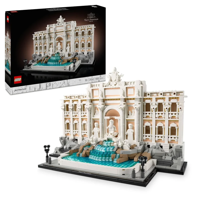 LEGO Architecture Trevi Fountain - Baroque Monument Model Kit with Palazzo Poli Facade & Minifigure Sculptures - Home or Office Decor DIY Set for Adults - Gift for History-Loving Men & Women - 21062