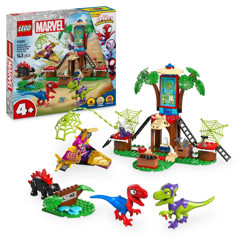LEGO Marvel Spidey and Gobby’s Raptor Battle at Tree House HQ, Building Toy and Dinosaur Set for Kids, Gift for 4 Plus Year Old Boys, Girls and Fans of the Spidey and His Amazing Friends Show 11200
