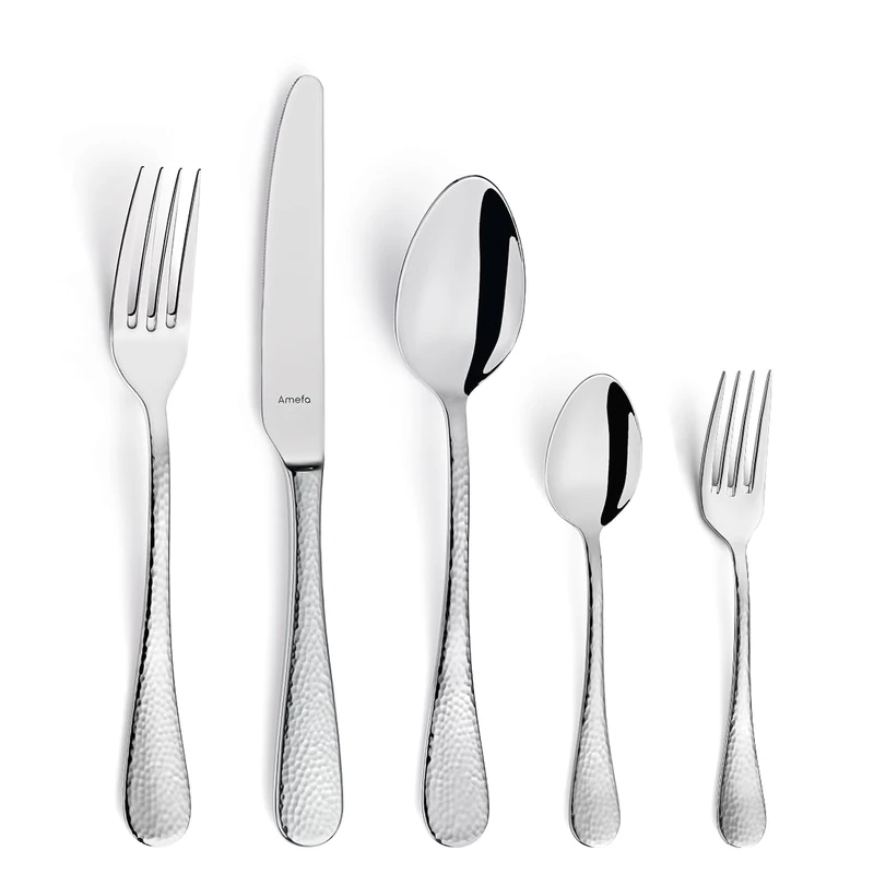AMEFA Sierra Cutlery Set 30 Pieces | Cutlery Set for 6 People | Cutlery Set with Hammered Design