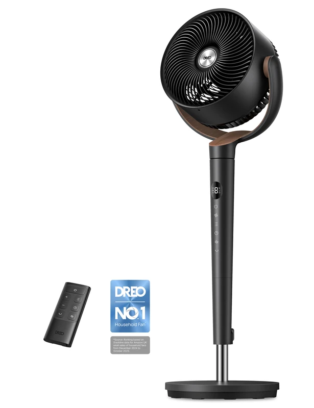 DREO 20dB Ultra Quiet Standing Pedestal Fan for Bedroom, 120° Oscillating Electric Cooling Fan with DC Motor, 9 Speeds & 4 Modes, 8H Timer, Remote, 37-42" Adjustable Height, 9" Blade, Home & Office - Image 1