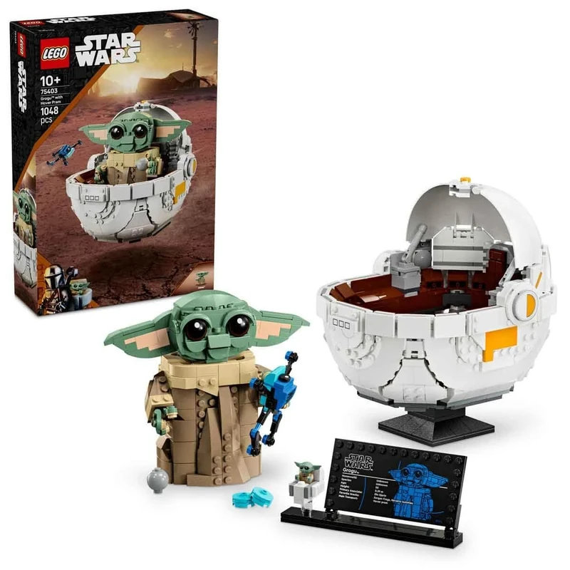 LEGO Star Wars 75403 Grogu with Hover Pram Building Toy Set, Collectible Character Figure for The Mandalorian TV Show Fans, Display Gift Idea for 10+ Year Old Boys & Girls