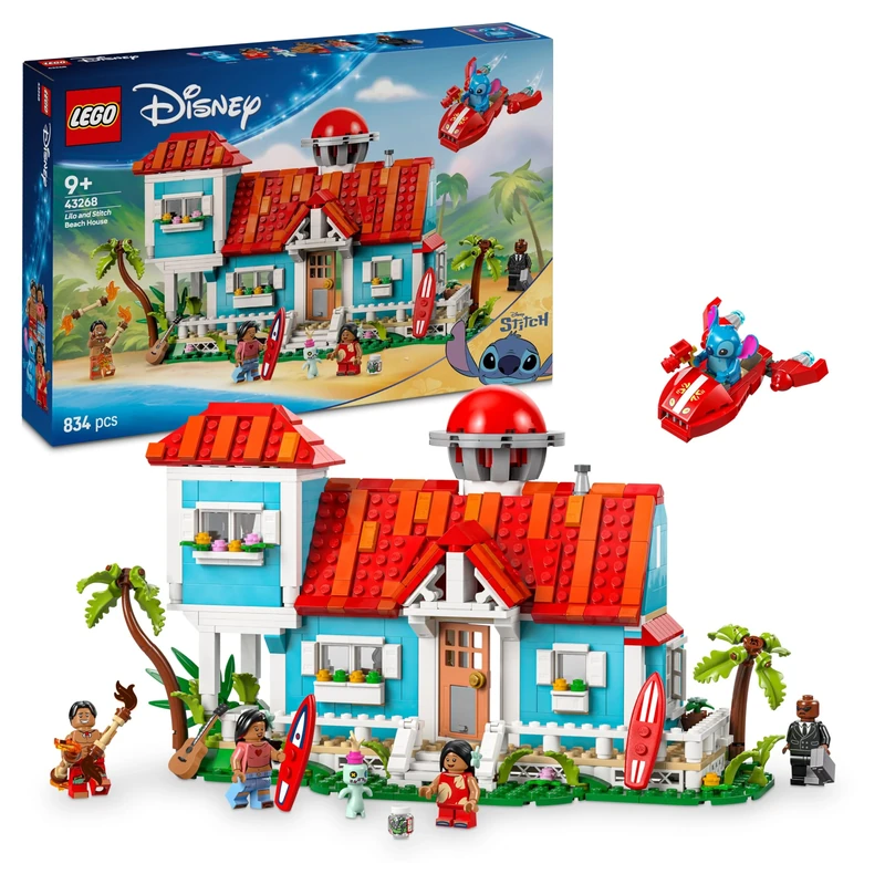 LEGO | Disney Lilo and Stitch Beach House Building Toy with 6 Rooms, Rooftop Observatory, a Spaceship and 5 Minifigures - Birthday Gift for 9+ Year Old Girls, Boys & Fans - 43268