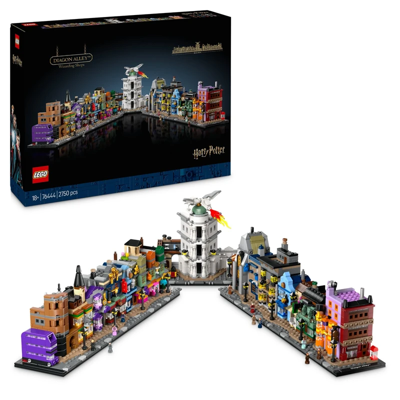 LEGO Harry Potter Diagon Alley Wizarding Shops Building Set for Adults, Collectible Display Model Features Microscale Brick-Built Stores & 12 Microfigures, Gift Idea for Women and Men 76444