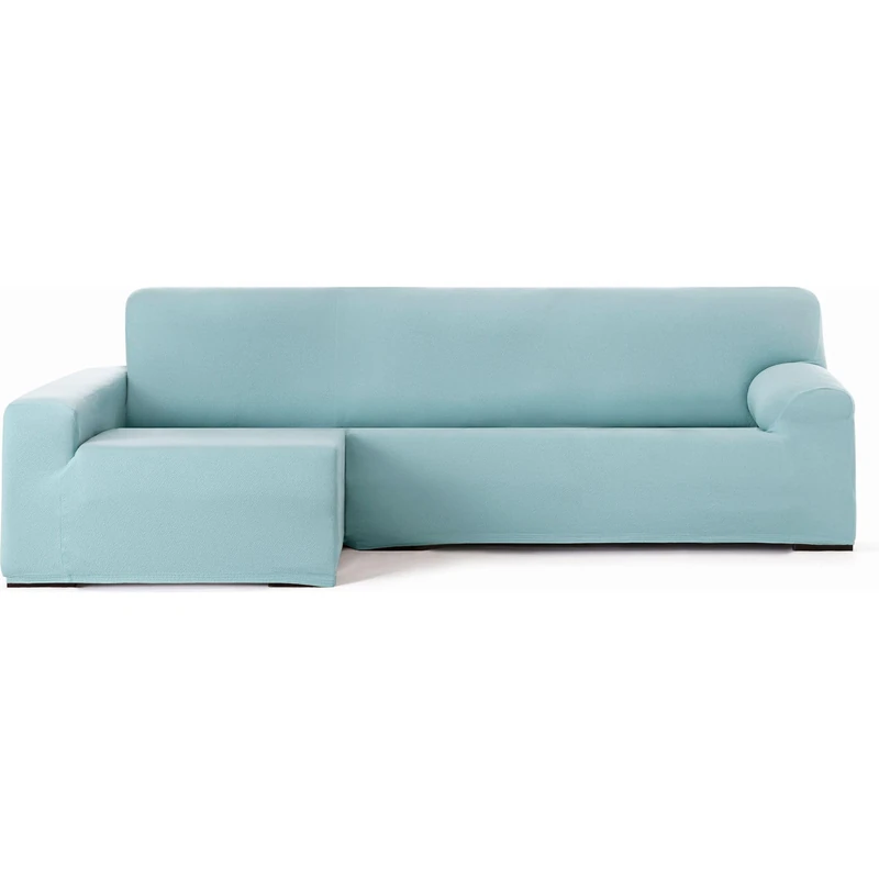 ECOMMERC3 | Chaise longue sofa cover with long arm left arm bi-elastic breathable – chaise longue sofa cover in sea water colour with elastic straps and foams - Image 1