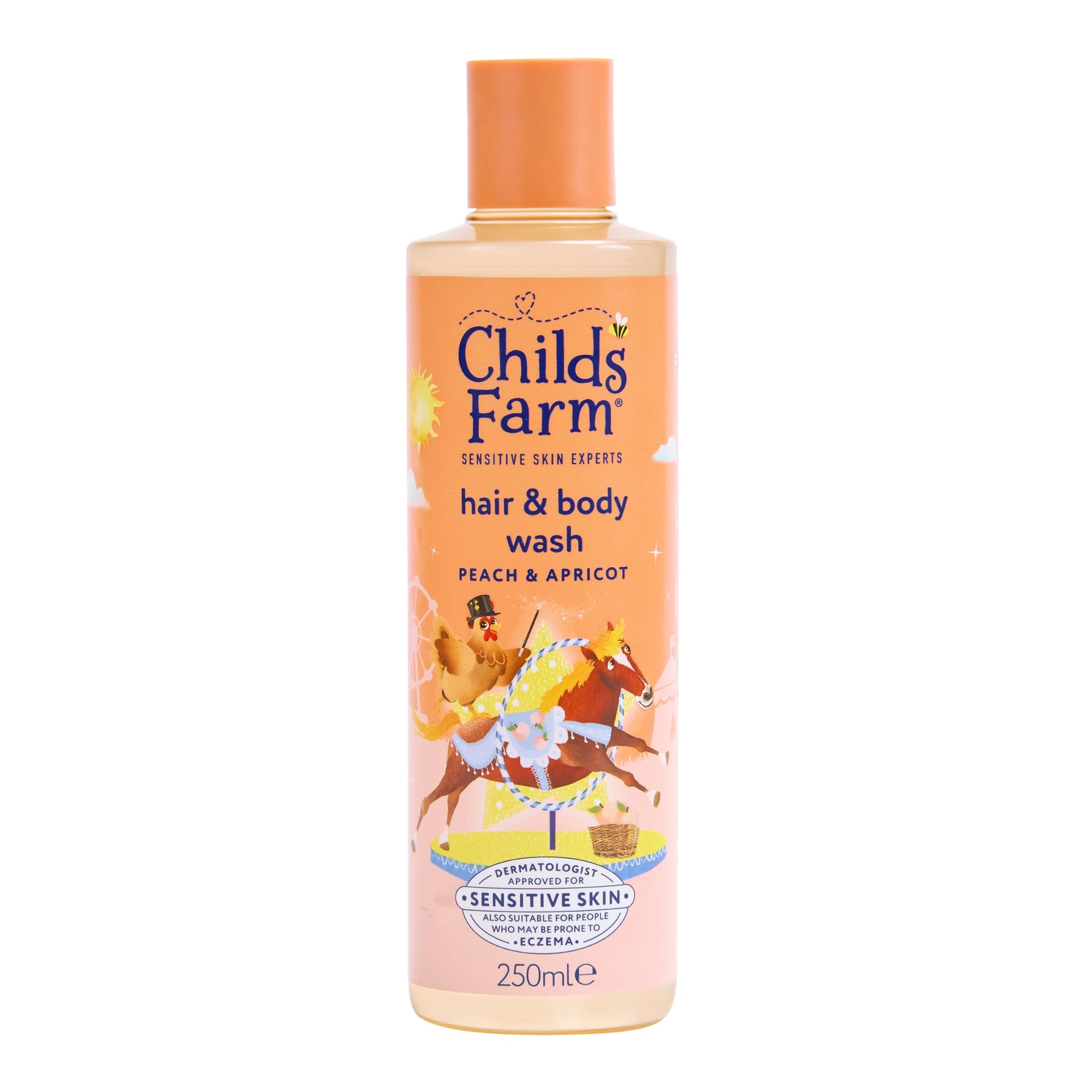 Childs Farm Kids Hair & Body Wash, Peach & Apricot | Tear-free, Gently Cleanses | Suitable for Dry, Sensitive Skin, 250ml