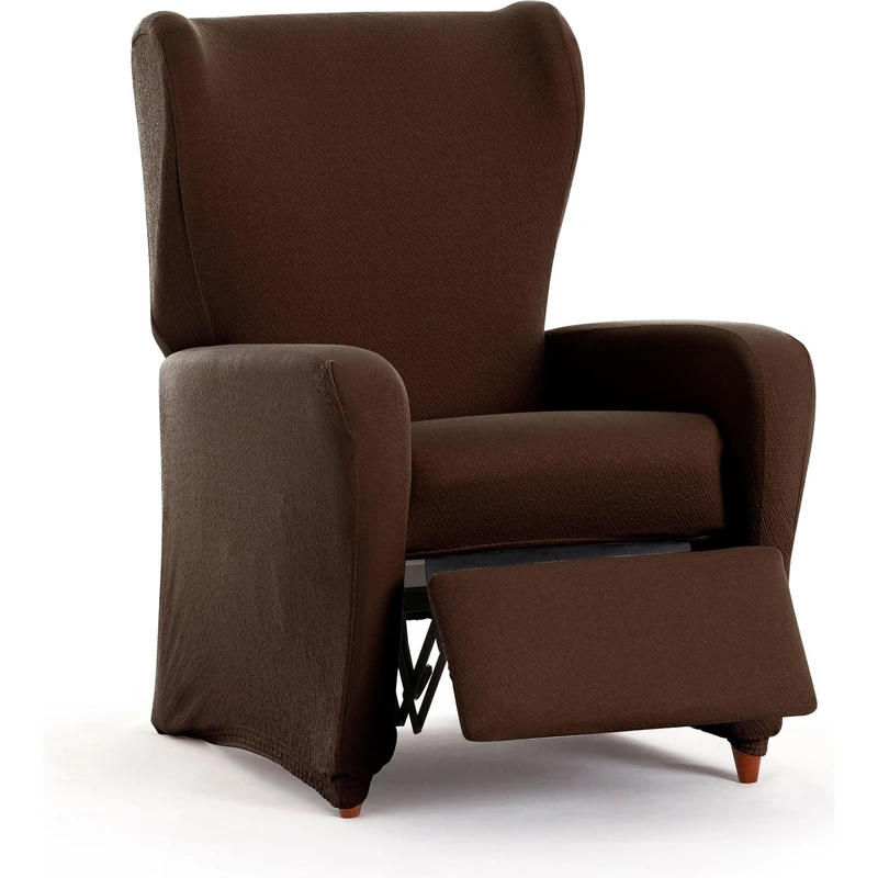 ECOMMERC3 | 4-Piece Bi-Elastic Relax Armchair Cover, Full Protection Against Wear – Breathable and Easy to Install Brown Armchair Cover, Upholstered Appearance