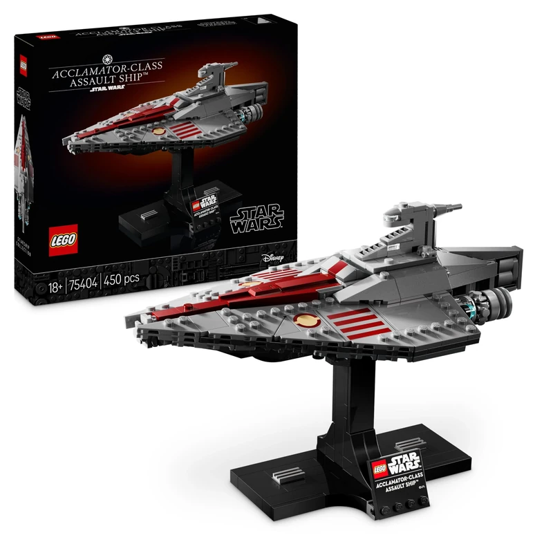 LEGO Star Wars 75404 Acclamator-Class Assault Ship, Collectible Starship Model Building Set with a Display Stand, Birthday Gift Idea for Teenage & Adult Fans of Attack of The Clones