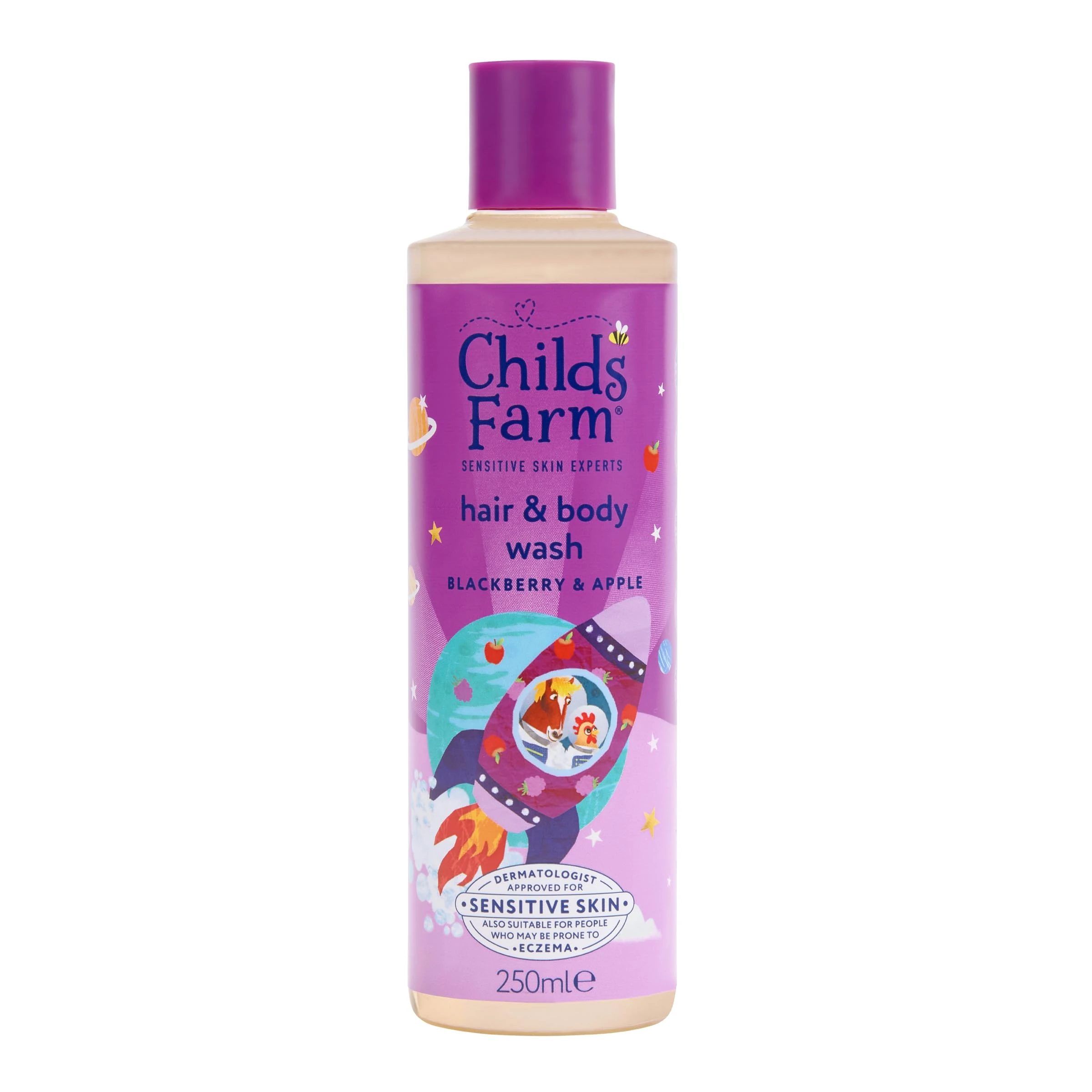 Childs Farm Kids Hair & Body Wash, Blackberry & Apple | Tear-free, Gently Cleanses | Suitable for Dry, Sensitive Skin, 250ml