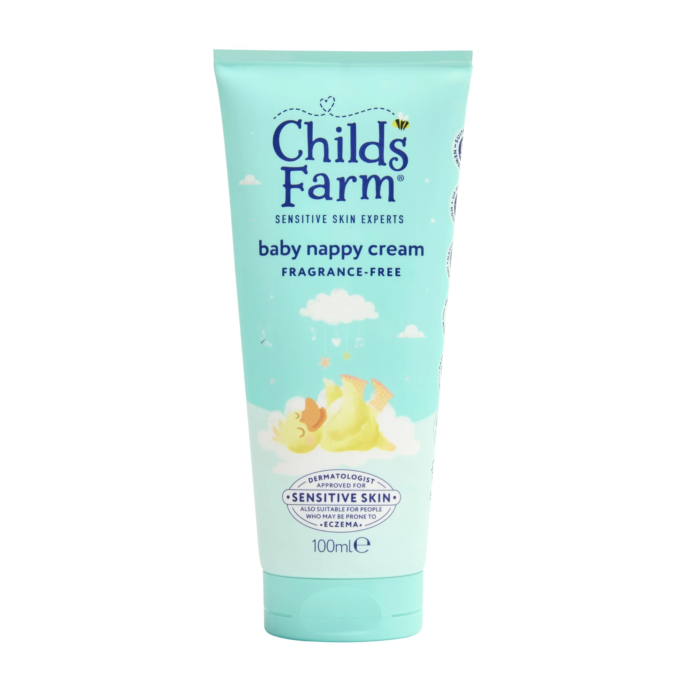Childs Farm Baby Nappy Cream, Fragrance Free | Soothing, Moisturising & Hydrating | Suitable for Newborns with Dry, Sensitive & Eczema-prone Skin, 100ml