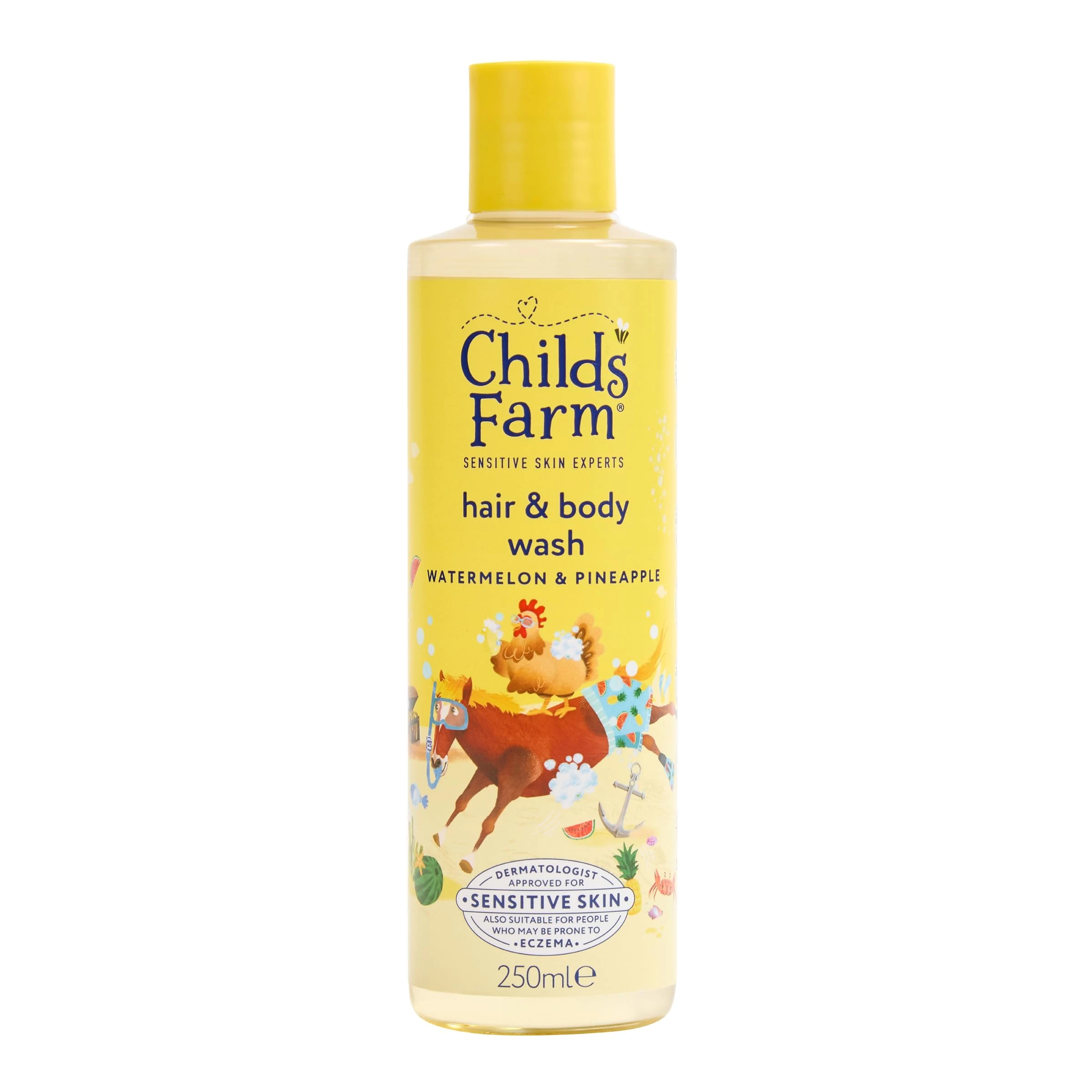 Childs Farm Kids Hair & Body Wash, Watermelon & Pineapple | Tear-free, Gently Cleanses | Suitable for Dry, Sensitive Skin, 250ml