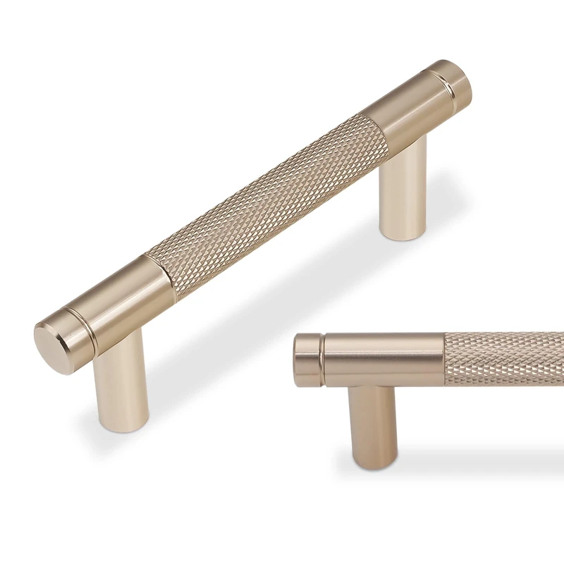 BUKOBYHE 30 Pack 3 Inch Champagne Bronze Kitchen Cabinet Handles Knurled Cabinet Pulls Drawer Pulls Cabinet Hardware
