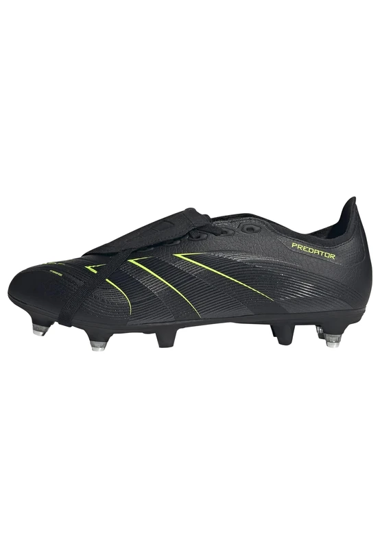 adidas Unisex Predator League Fold-Over Tongue Soft Ground Football Boots, Core Black/Carbon/Lucid Lemon, 12.5 UK