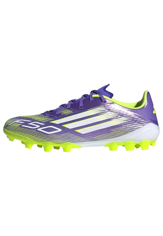 adidas Unisex F50 League Artificial Ground Football Boots, Purple Rush/Cloud White/Lucid Lemon, 10.5 UK