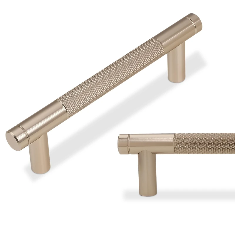 POVEFONK 20 Pack 3-3/4 inch(96mm) Champagne Bronze Kitchen Cabinet Handles Knurled Cabinet Pulls Drawer Pulls Kitchen Hardware