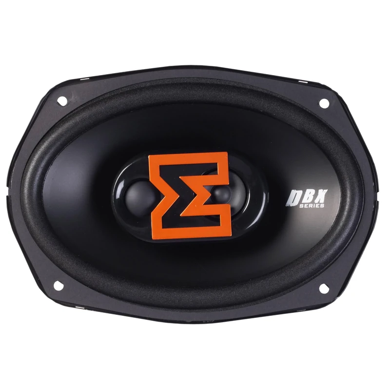 EDGE EDBX69 6X9” inch (15X22cm) 3 way Coaxial speaker - 150/300 W, Black and Orange. Includes Grilles, Sold in Pairs
