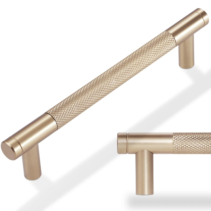 POVEFONK 30 Pack 5 inch(128mm) Champagne Bronze Kitchen Cabinet Handles Knurled Cabinet Pulls Drawer Pulls Kitchen Hardware