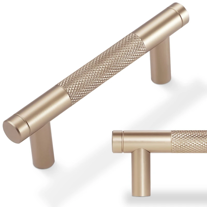 POVEFONK 20 Pack 3 inch(76mm) Champagne Bronze Kitchen Cabinet Handles Knurled Cabinet Pulls Drawer Pulls Kitchen Hardware