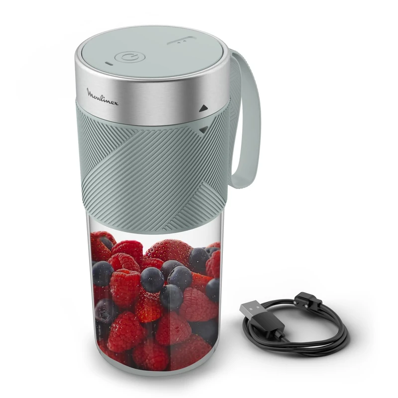 Moulinex Lightmix, Portable Blender, Wireless, 300 ml, Powerful, Rechargeable, Eucalyptus LM1C0410