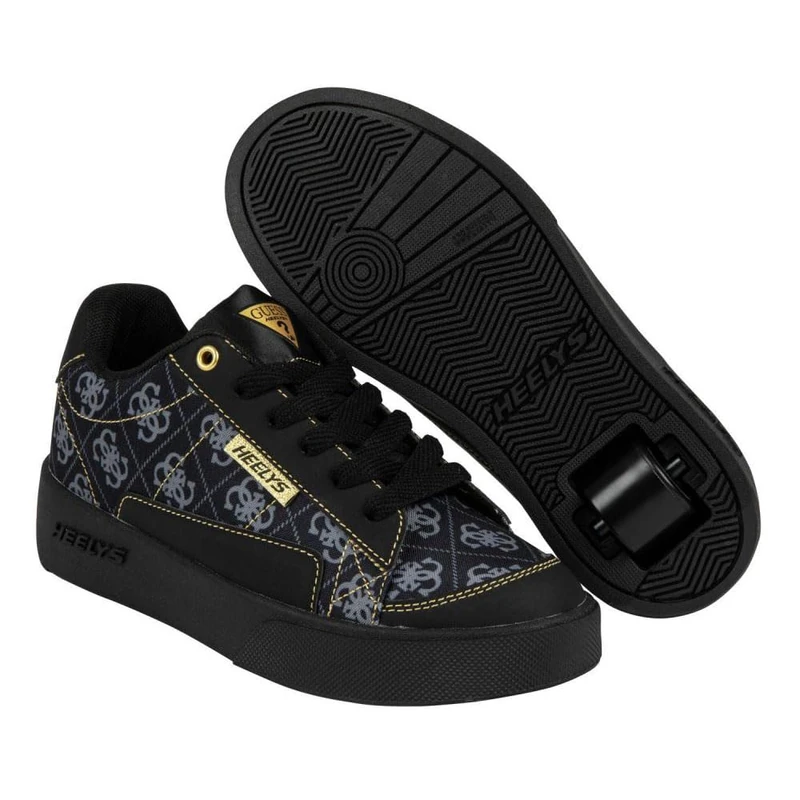 Heelys Unisex Kids X Guess Digi Nylon Sneaker, Black Grey Gold, 1 UK Child