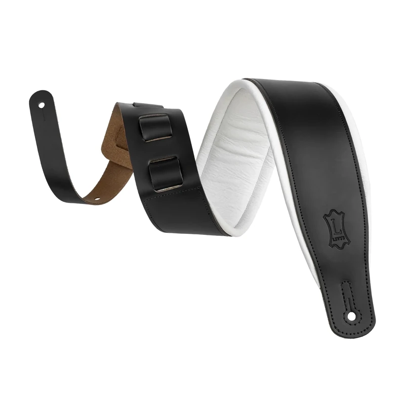 Levy's Leathers Amped Leather Series 3" Wide Top Grain Leather Guitar Straps; Black and White Tuxedo (M26PD-BLK_WHT)