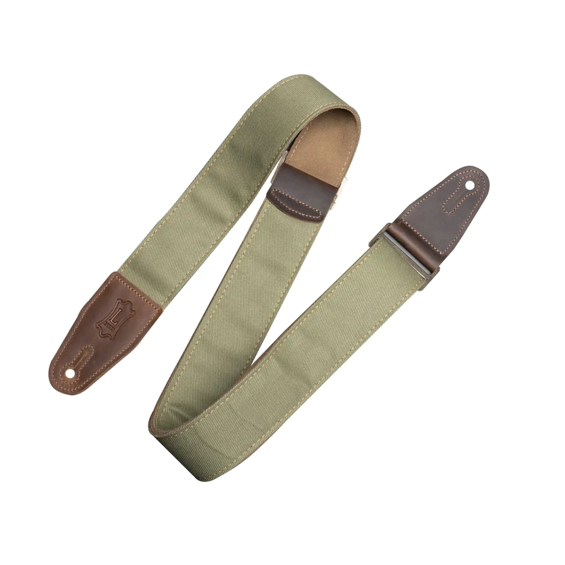 Levy's Leathers Denim Series 2" Wide Guitar Strap with Genuine Leather Ends; Green (M7DM-GRN)