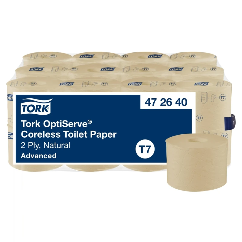 Tork OptiServe Coreless Toilet Paper Natural T7, Advanced, 2 Ply, 24 x 820 Sheets, 472640