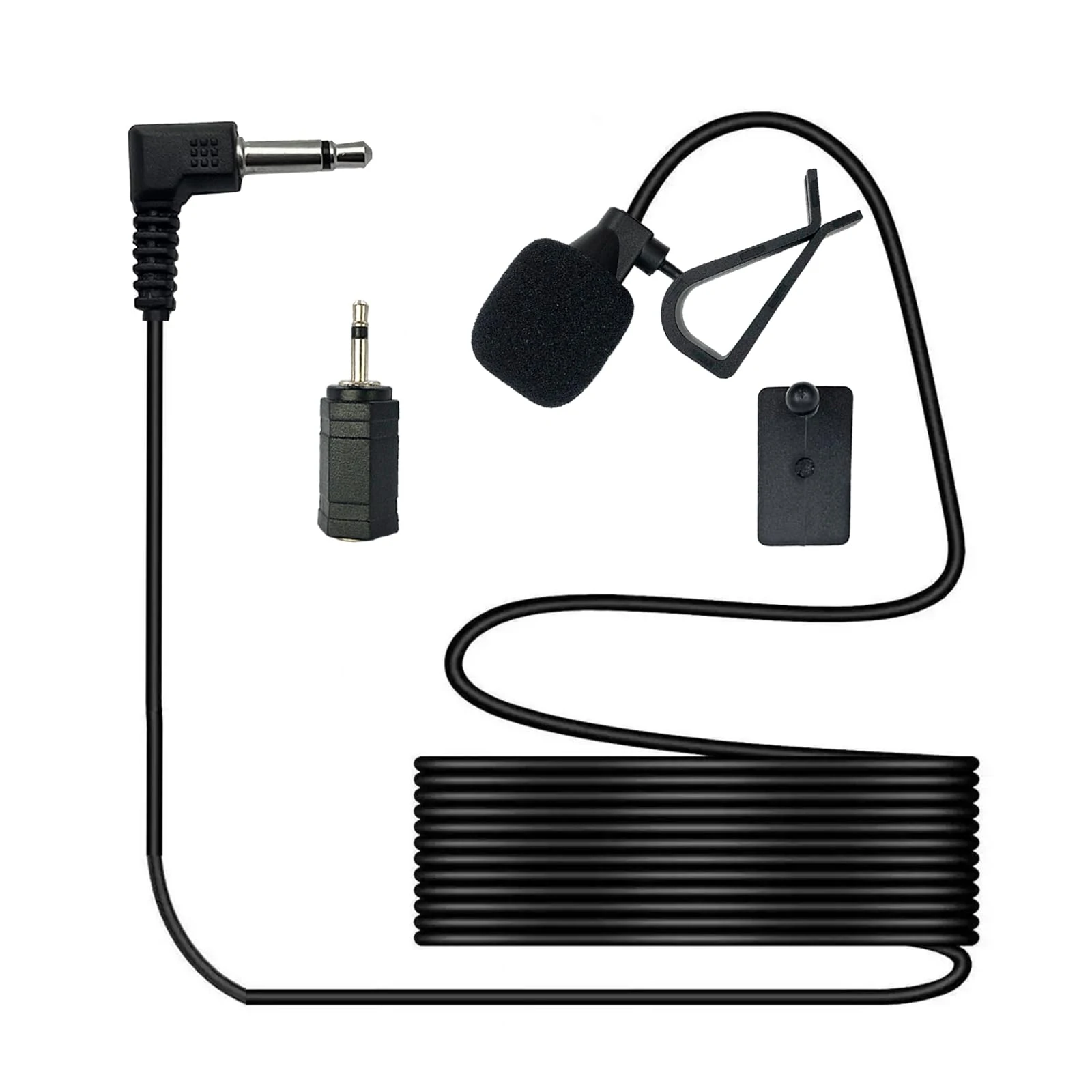 SPTSSWET 3.5mm Car Microphone with 2.5mm Adapter Universal for Sony Pioneer Kenwood Alpine JVC, Handsfree External Assembly Mic for Vehicle Head Unit Stereo CD DVD Player Radio BT Clip Mount, 3M