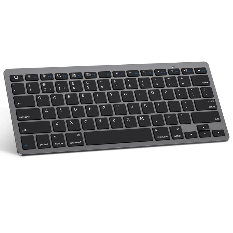 OMOTON Bluetooth Wireless Keyboard for iOS Compatible with iPad Pro/Air/Mini, iPhone and More, UK QWERTY Keyboard Layout, Space Grey