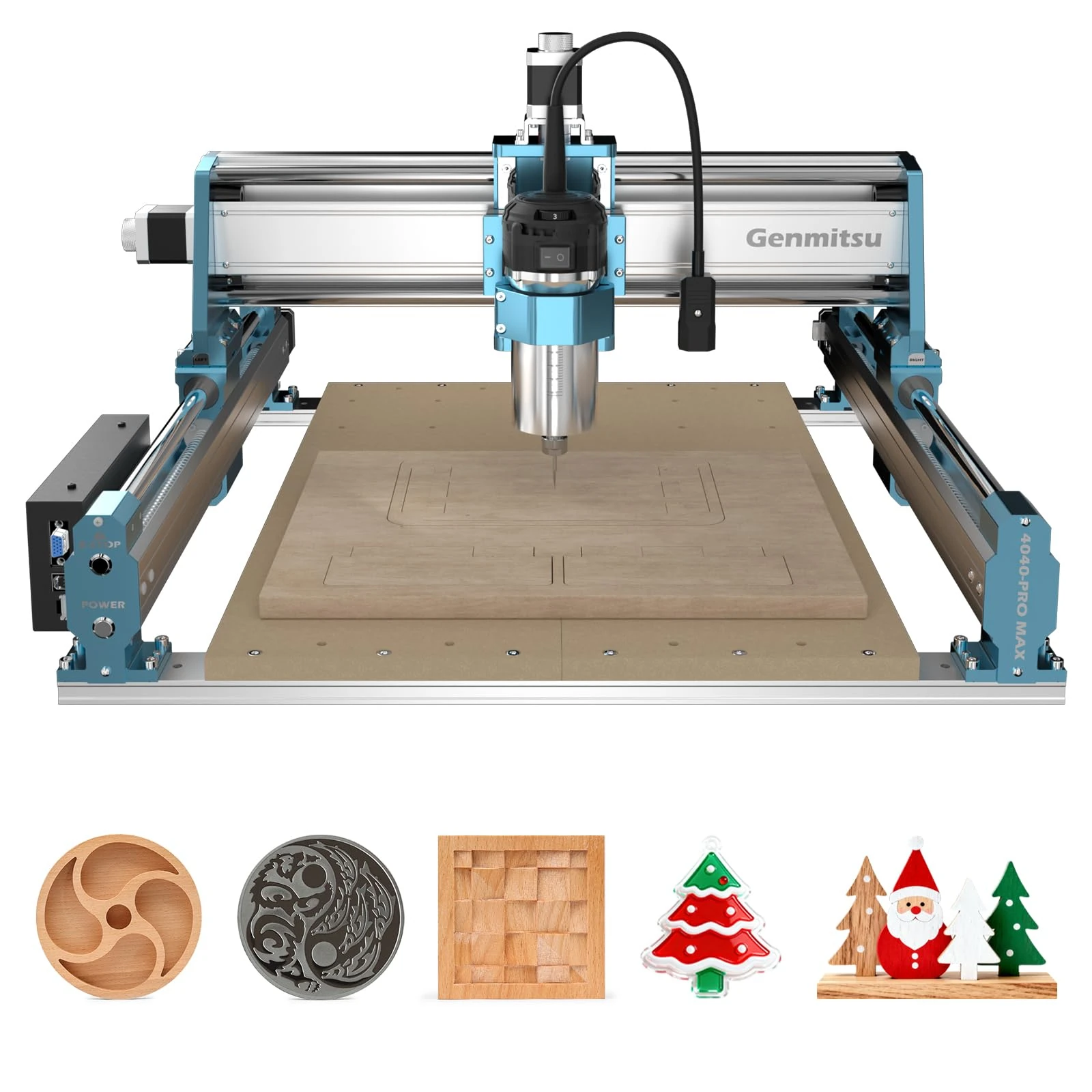 Genmitsu CNC Machine 4040-PRO MAX with 710W Trimmer CNC Router & Linear Rail Driven, 3 Axis Engraving Machine for Wood Metal Acrylic Cutting Milling