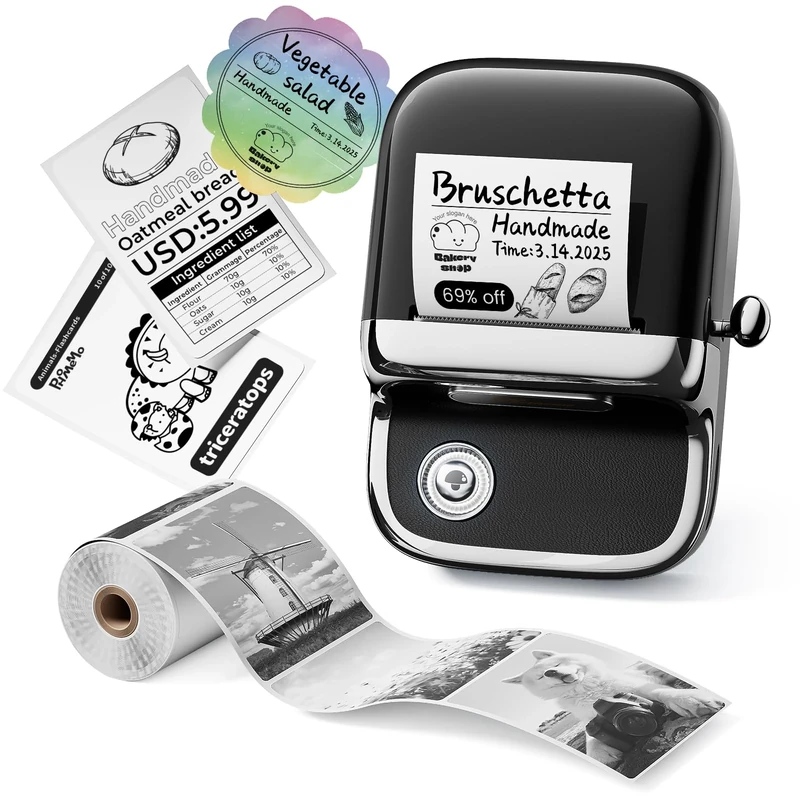 Phomemo M150 Label Maker Machine, Bluetooth Thermal Photo Printer, Easy to Use Sticker Printer, Compatible with iOS & Android & PC, Upgrade Thermal Label Maker for Barcode, Retail, Address