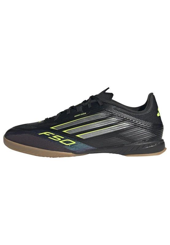 adidas Unisex F50 League Indoor Football Boots, Core Black/Iron Metallic/Lucid Lemon, 9 UK