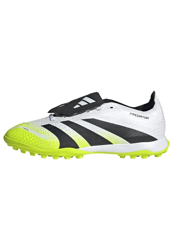 adidas Unisex Predator League Fold-Over Tongue Turf Football Boots, Cloud White/Core Black/Lucid Lemon, 11 UK