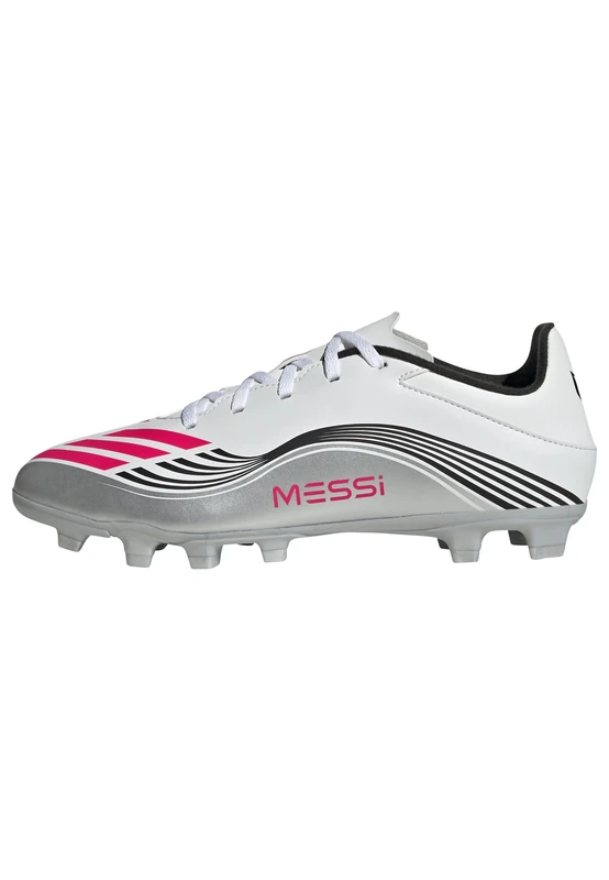 adidas Unisex F50 Messi Club Firm Ground/Multi Ground Football Boots, Cloud White/Lucid Red/Silver Metallic, 10 UK