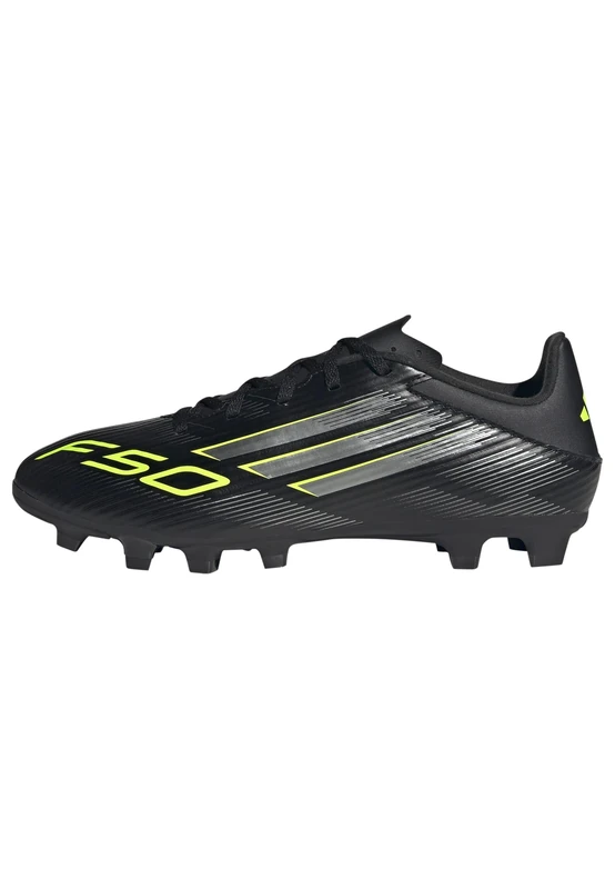 adidas Unisex F50 Club Firm Ground/Multi Ground Football Boots, Core Black/Iron Metallic/Lucid Lemon, 8.5 UK