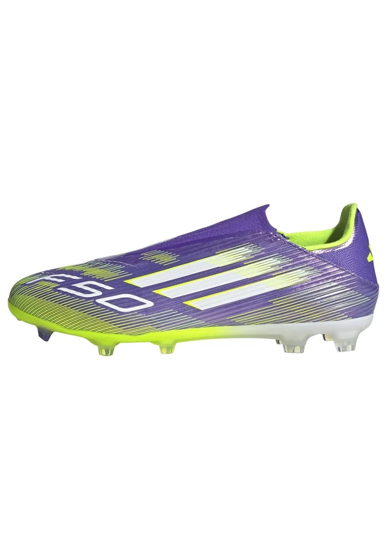 adidas Unisex F50 League Laceless Firm Ground Football Boots, Purple Rush/Cloud White/Lucid Lemon, 11 UK