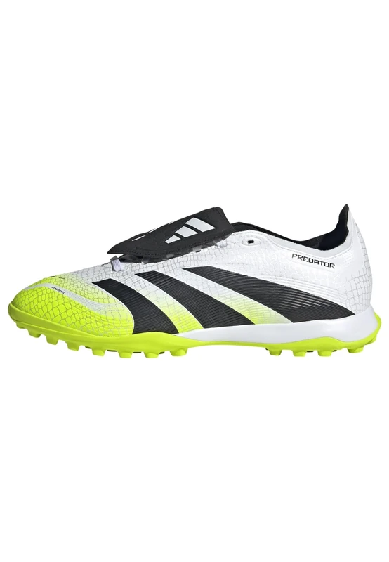 adidas Unisex Predator League Fold-Over Tongue Turf Football Boots, Cloud White/Core Black/Lucid Lemon, 10.5 UK
