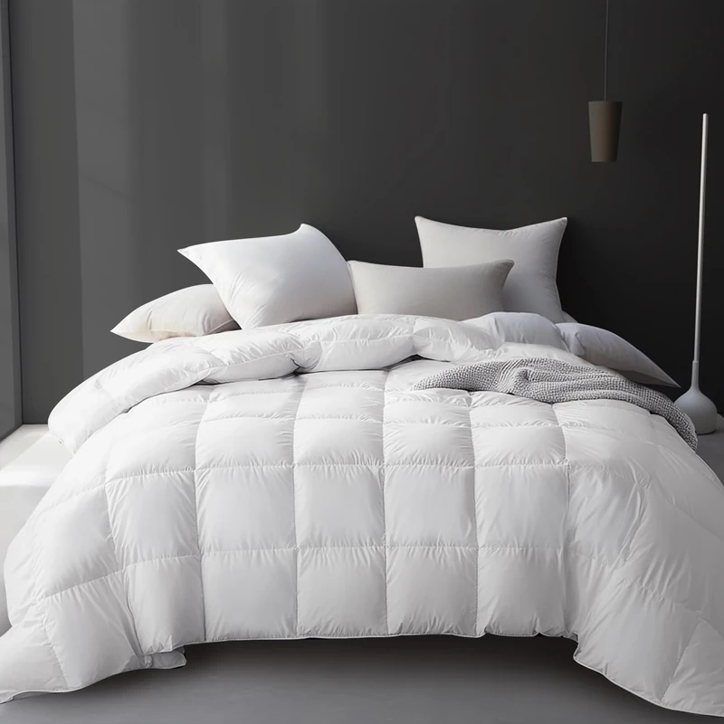 Hotel Grand Luxury White Goose Feather Down Fiber Comforter King Size, 100% Cotton All Season Duvet Insert King, Fluffy Medium Warmth Bedding Comforter with 8 Corner Loops, White 106x90 Inch