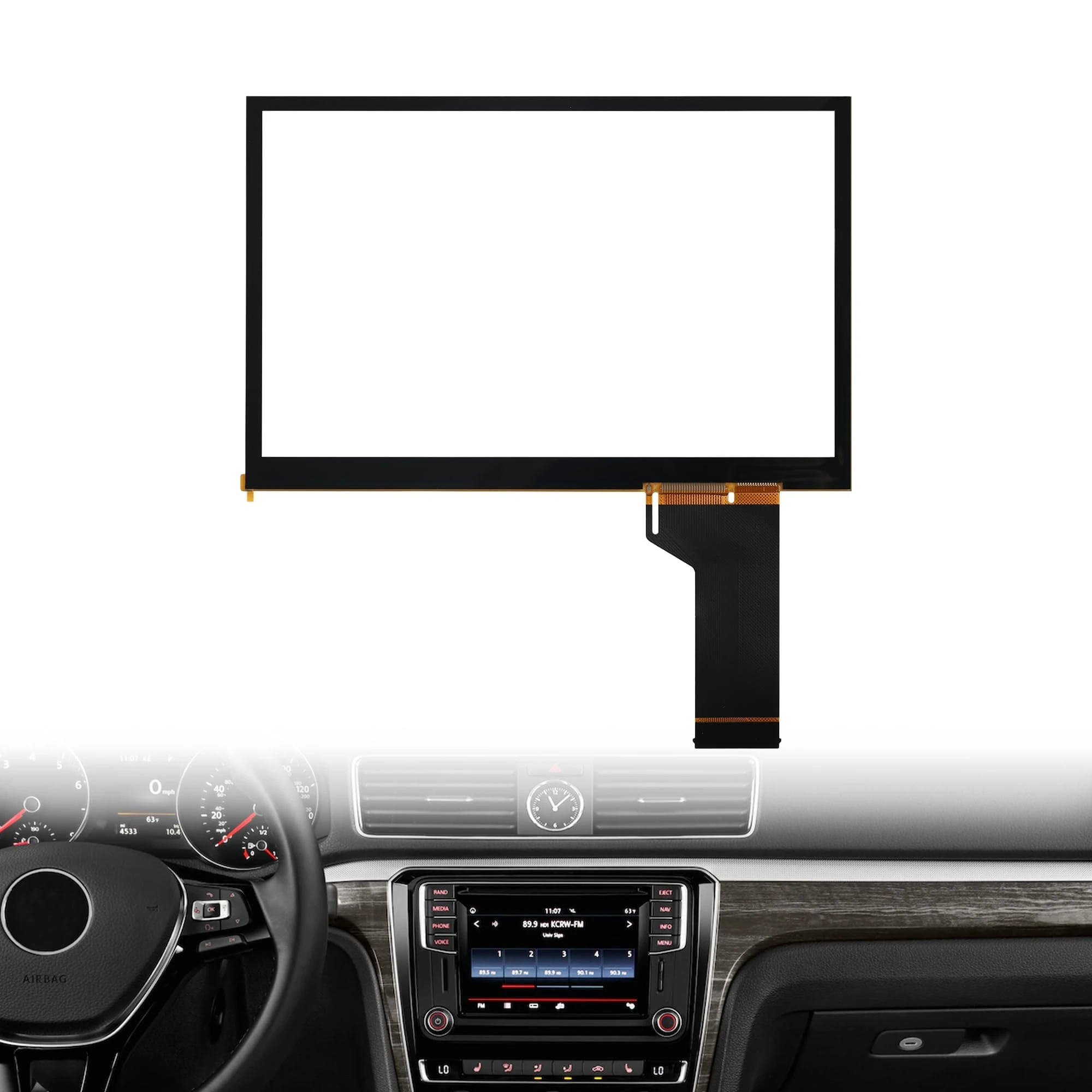 YADINATAY TDO-WVGA0633F00045 6.5" Display Touchscreen Replacement for VW Golf 7 Jetta Passat CC Car Touch Screen Glass HD with Rubber for VW MIB STD2 Radio Touchscreen TDO-WVGA0633F00039