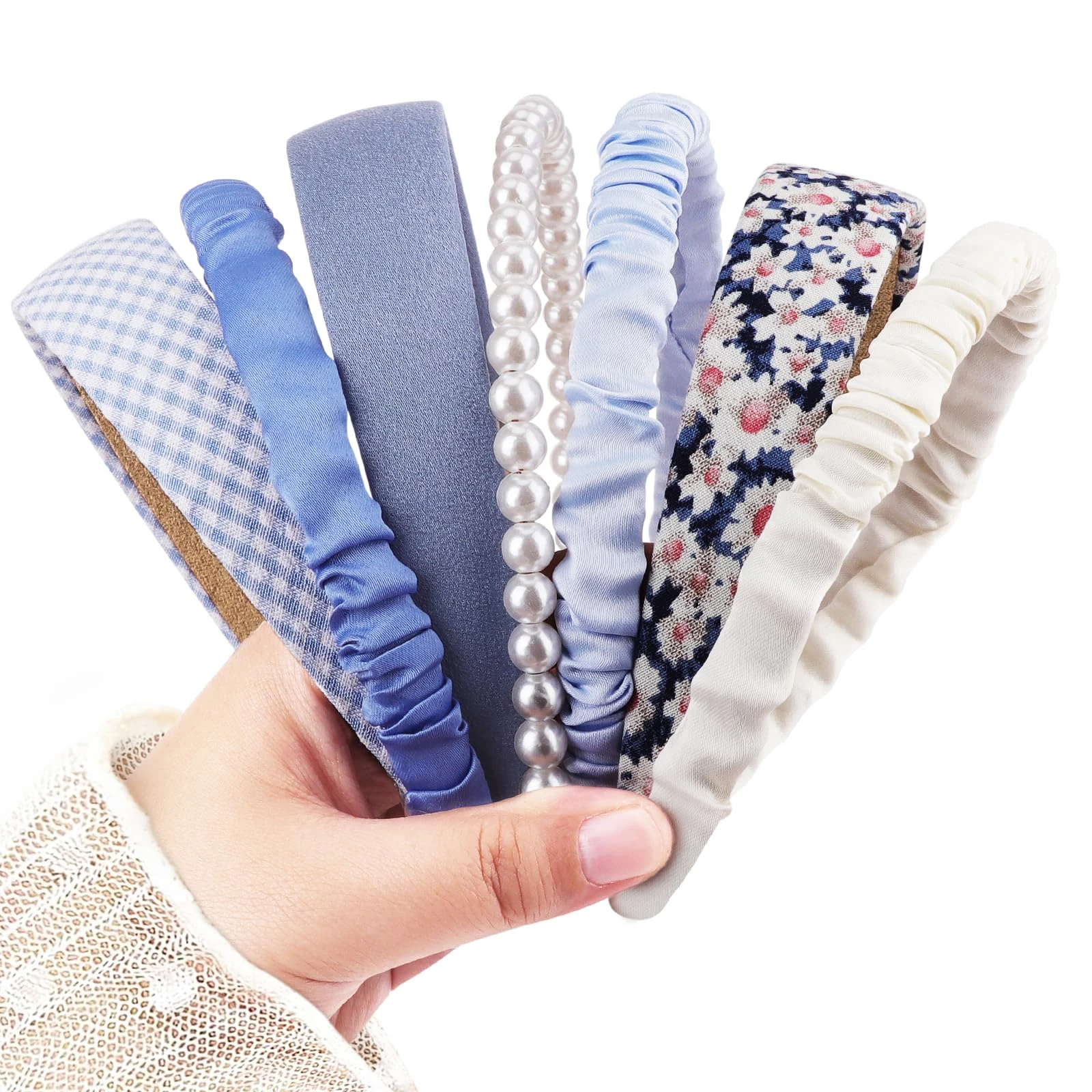 DRESHOW Fashion Headbands for Women Girls Pearl Headband Non Slip Floral Head Bands Padded Hair Bands Set Vintage Hair Accessories for Women and Girls